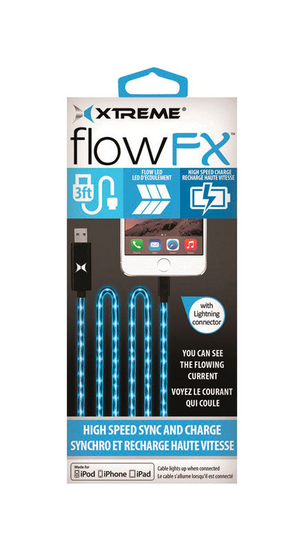 Xtreme Flow FX Lightning to USB Cable 3 ft. Blue (Pack of 4).