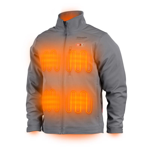 Kit de chaqueta térmica con cremallera completa y manga larga para hombre Milwaukee M12 TOUGHSHELL S gris