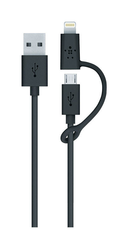 Belkin USB to Lightning to Micro Cable and Adapter 3 ft. Black