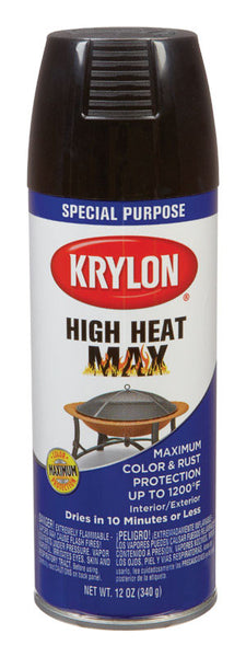 Krylon Special Purpose Gloss Black Spray para temperaturas ultra altas de 12 oz (paquete de 6)