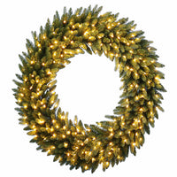 Feel Real Grande Fir Artificial Wreath, 200 Warm White LED Lights, 48-In.