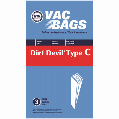 Dirt Devil Style "C" Upright Vacuum Cleaner Bags, 3-Pack