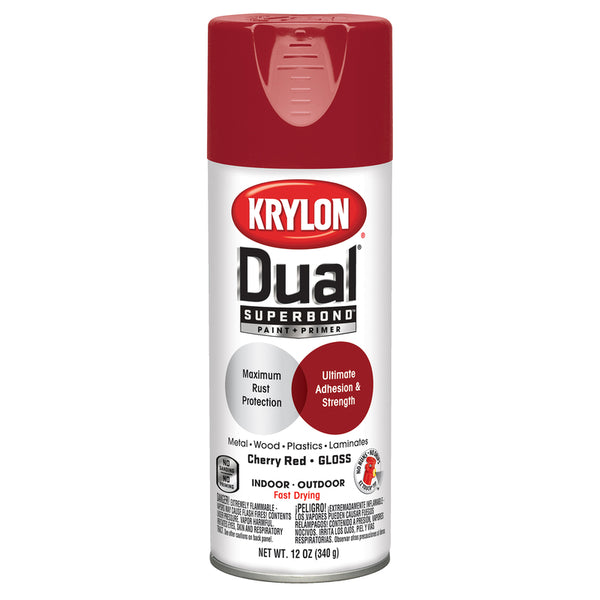 Pintura en aerosol + imprimación de color rojo cereza de doble brillo de Krylon, 12 oz (paquete de 6)