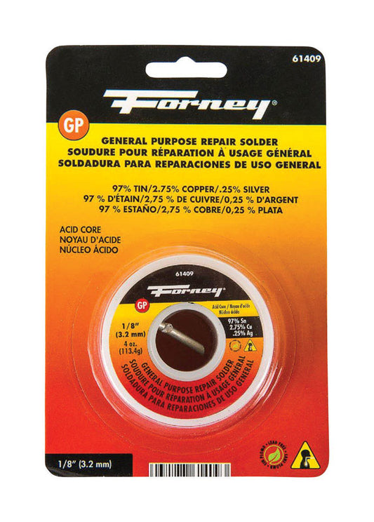Forney Lead-Free Repair Solder 1/8 in. D Tin/Copper/Silver