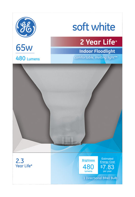 GE  65 watts BR40  Floodlight  Incandescent Bulb  E26 (Medium)  Soft White  1 pk