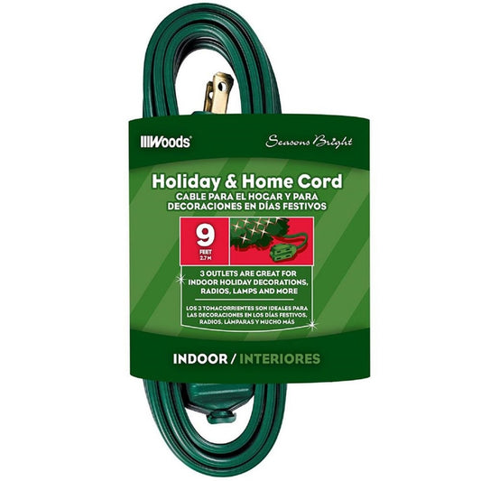 Southwire Woods Indoor 9 ft. L Green Triple Outlet Cord 16/2 SPT-2