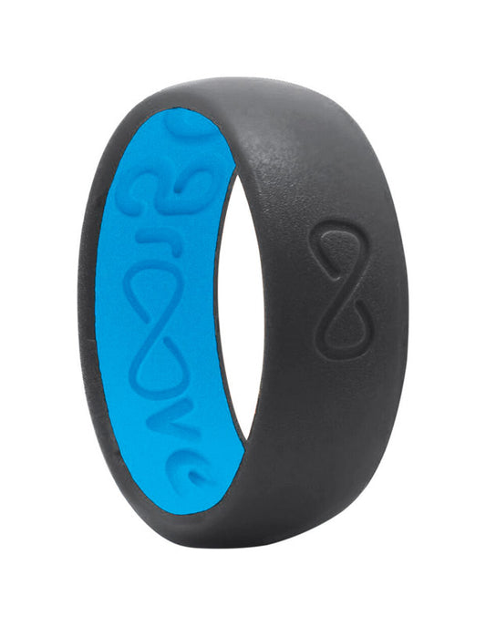 Groove Life Unisex Round Deep Stone Gray/Blue Wedding Band Silicone Water Resistant Size 11