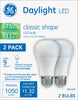 GE A19 E26 (Medium) LED Bulb Daylight 75 W 2 pk