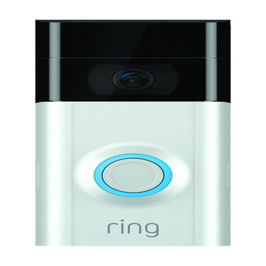 Ring Satin Nickel Multicolored Metal/Plastic Wireless Video Doorbell