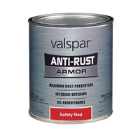 Valspar Anti-Rust Indoor and Outdoor Gloss Safety Red Oil-Based Enamel Rust Prevention Paint 1 qt