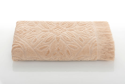 Sapphire Collection 100% Genuine Cotton Jacquard Hand Towel 15X16 In (40X66 Cm) Smoke G. Beige	