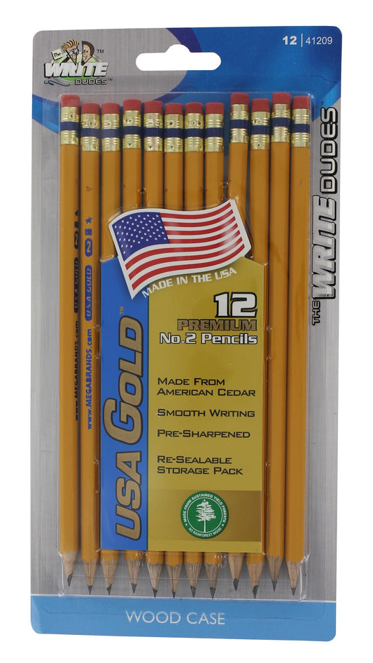 Write Dudes Ddr56 Usa Gold Premium Cedar No. 2 Pre Sharpened Pencils 12 Count