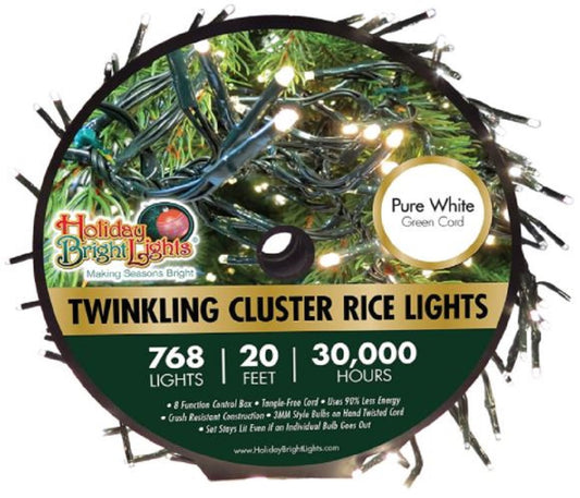 768l Twinkling Cluster Rice Light Reel - Gr/Multi