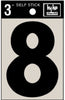 Hy-Ko 3 in. Black Vinyl Number 8 Self-Adhesive 1 pc. (Pack of 10)