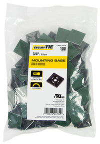 Adhesive Cable Tie Mount, Black, 3/4-In., 100-Pk.