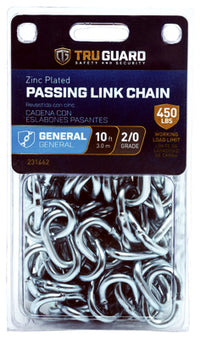 Passing Link Chain, Zinc-Plated, 2/0 x 10-Ft.