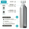 Quokka Stainless Steel Bottle Solid Deep Sea 630 ml (Pack of 2)