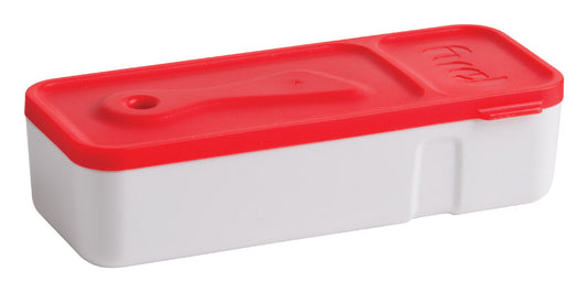 Trudeau Red/White Polypropylene Rectangle BPA-Free Snack'n Dip Container 7 oz.