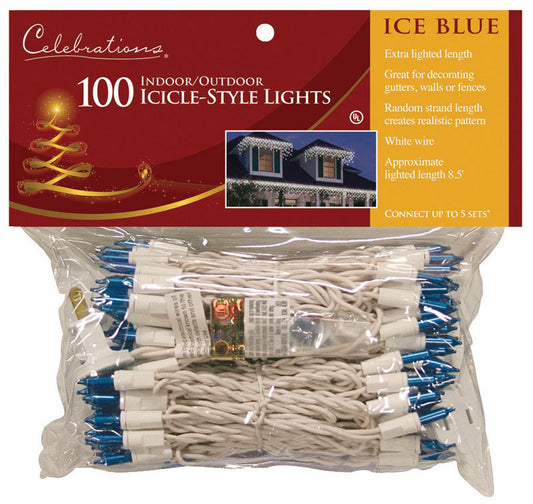 Celebrations  Incandescent  Blue  100 count String  Christmas Lights  8.5 ft.