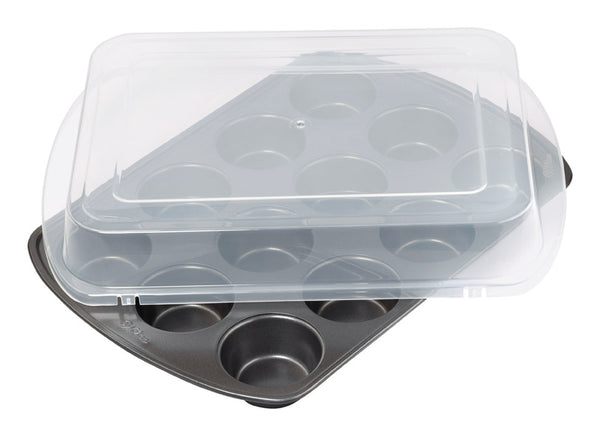 MOLDE PARA MUFFINS CON TAPA PARA 12 TAZAS