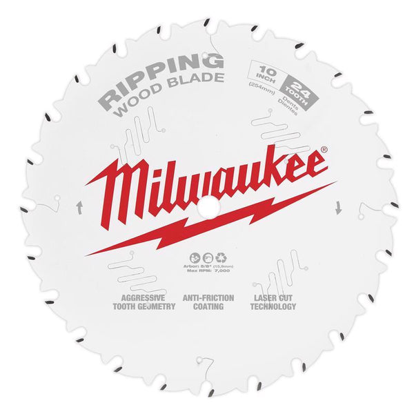 Milwaukee  10 in. Dia. x 5/8 in.  Ripping  Circular Saw Blade  Tungsten Carbide  24 teeth 1 pk
