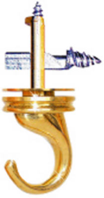 Driller Hook, Ceiling, Brass, 40-Lb. (Pack of 5)