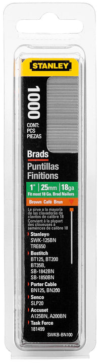 Stanley Hand Tools Swkbbn100 1 Brown Brad Nails 1,000 Count