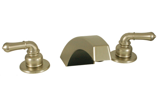 Tub Filler Adjustable Non-Metallic W/Teapot Handles&Hi-Arc Spout Nickel
