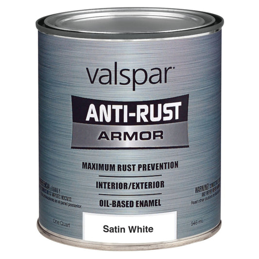 Valspar Anti-Rust Armor Indoor and Outdoor Satin White Oil-Based Enamel Rust Prevention Paint 1 qt