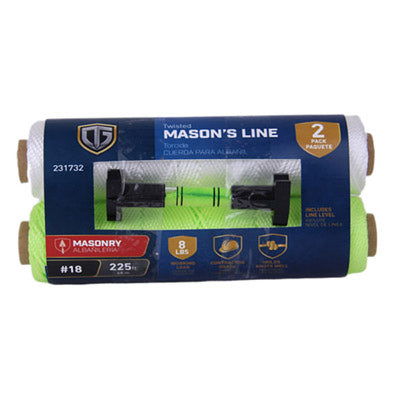 Mason Line Twine, Twisted, Neon Yellow, #18 x 225-Ft., 2-Pk. (Pack of 6)