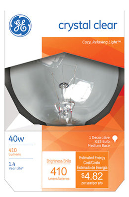 GE 40 watts G25 Globe Incandescent Bulb E26 (Medium) Soft White (Pack of 6)