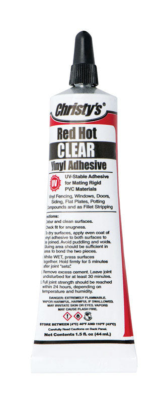 Christys Red Hot Clear Adhesive and Sealant For PVC/Vinyl 8 oz
