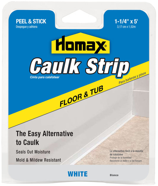 Homax 34030 1-1/4 White Tub & Floor Caulk Strip