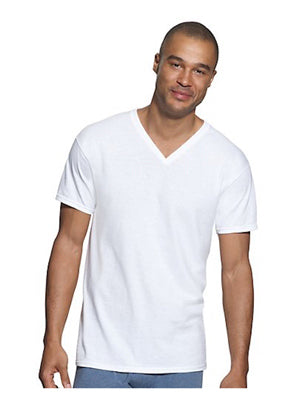 Hanes ComfortSoft XL Short Sleeve Men's V-Neck white Tee Shirt
