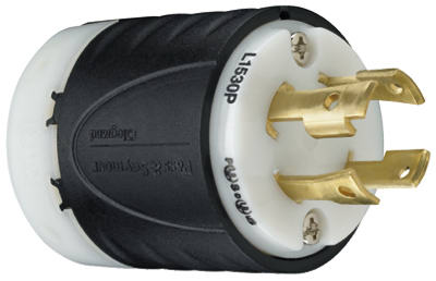 Locking Plug, 30-Amp, 250-Volt, Black/White