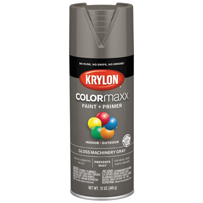 COLORmaxx Spray Paint, Machine Gray, Gloss, 12-oz.