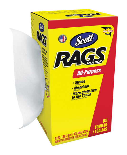 Scott  Rags in a Box  Paper  Cleaning Cloth  10 in. W x 10.8 in. L 85 pk