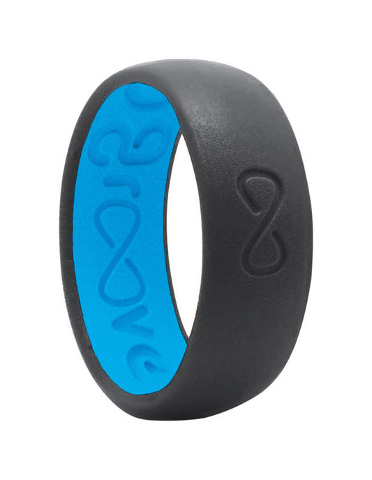 Groove Life Unisex Round Deep Stone Gray/Blue Wedding Band Silicone Water Resistant Size 10