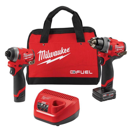 Milwaukee M12 FUEL 12 V 4 A Cordless Brushless 2 Tool Drill/Driver and Impact Driver Combo Kit