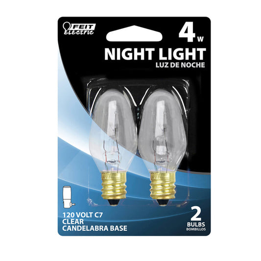 Feit Electric 4 W C7 Nightlight Incandescent Bulb E12 (Candelabra) Clear 2 pk