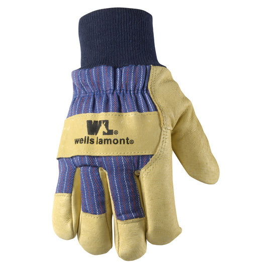Wells Lamont  Men's  Palomino Leather  Cold Weather  Work Gloves  Tan/Blue  XL  1 pk
