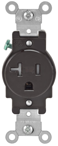 Leviton 130-T5020-000 20 Amp Brown Narrow Body Single Receptacle