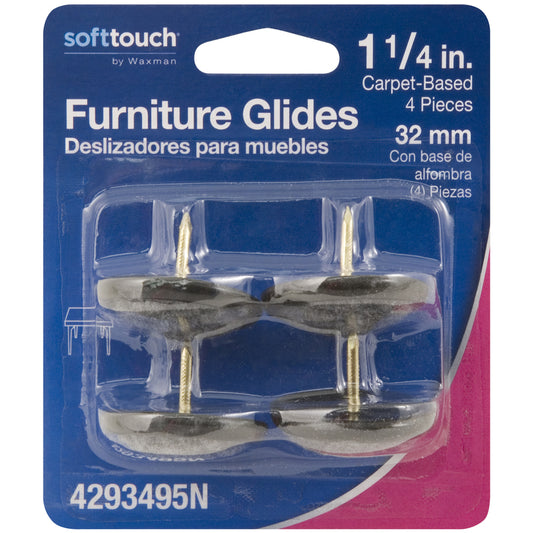Softtouch Black 1-1/4 in. Nail-On Felt Cushioned Glide 4 pk