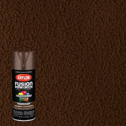 Krylon Fusion All-In-One Hammered Cocoa Brown Paint + Primer Spray Paint 12 oz (Pack of 6).