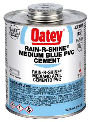Oatey 30894 32 Oz Blue Rain-R-Shine® Medium PVC Cement
