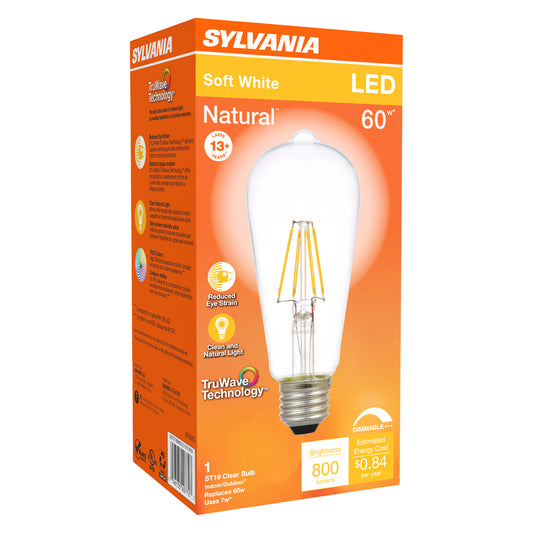 Sylvania Natural ST19 E26 (Medium) LED Bulb Soft White 60 Watt Equivalence 1 pk