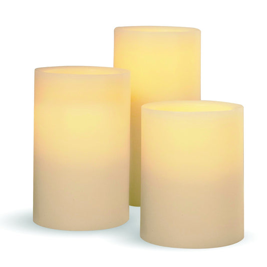 Matchless Darice Ivory Vanilla Honey Scent Pillar Flameless Flickering Candle 4.5 in. H x 3 in. Dia.