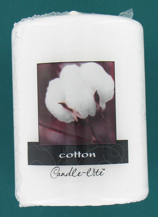 Candle lite 2844250 4" White Cotton Scented Pillar Candle (Pack of 2)