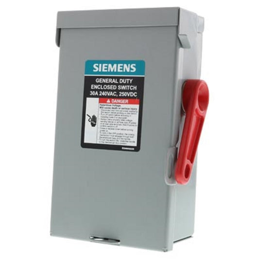 Siemens A Series 30 amps 240 V 2 space 2 circuits Surface Mount Enclosed Safety Switch