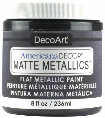 Americana Decor Matte Metallic Craft Paint, Charcoal, 8-oz. (Pack of 3)